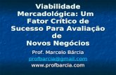Viabilidade Mercadológica: Um Fator Crítico de Sucesso Para Avaliação de Novos Negócios Prof. Marcelo Bárcia profbarcia@gmail.com .