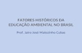 FATORES HISTÓRICOS DA EDUCAÇÃO AMBIENTAL NO BRASIL Prof. Jairo José Matozinho Cubas.