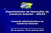 Departamento de Operações de Comércio Exterior – DECEX Controle Administrativo no Comércio Exterior ___________________________ Rio de Janeiro, 29 de abril.