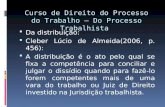 Curso de Direito do Processo do Trabalho – Do Processo Trabalhista  Da distribuição:  Cleber Lúcio de Almeida(2006, p. 456):  A distribuição é o ato.