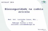 Biosseguridade na cadeia avícola Novembro, 2014 Med. Vet. Luizinho Caron, MSc., Dr. Embrapa Suínos e Aves luizinho.caron@embrapa.br AVISULAT 2014.