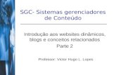 SGC- Sistemas gerenciadores de Conteúdo Introdução aos websites dinâmicos, blogs e conceitos relacionados Parte 2 Professor: Victor Hugo L. Lopes.