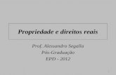 Propriedade e direitos reais Prof. Alessandro Segalla Pós-Graduação EPD - 2012 1.