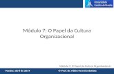 Módulo 7: O Papel da Cultura Organizacional Versão: abril de 2014 © Prof. Dr. Fábio Ferreira Batista Módulo 7: O Papel da Cultura Organizacional.