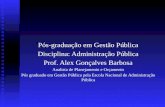Pós-graduação em Gestão Pública Disciplina: Administração Pública Prof. Alex Gonçalves Barbosa Analista de Planejamento e Orçamento Pós graduado em Gestão.