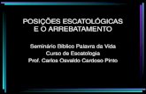 POSIÇÕES ESCATOLÓGICAS E O ARREBATAMENTO Seminário Bíblico Palavra da Vida Curso de Escatologia Prof. Carlos Osvaldo Cardoso Pinto.