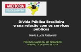 Maria Lucia Fattorelli Plenária Nacional do SINASEFE Brasília, 14 de junho de 2014 Dívida Pública Brasileira e sua relação com os serviços públicos.
