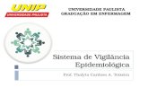 Sistema de Vigilância Epidemiológica Prof. Thalyta Cardoso A. Teixeira UNIVERSIDADE PAULISTA GRADUAÇÃO EM ENFERMAGEM.