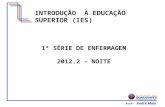 Profº André Maia INTRODUÇÃO À EDUCAÇÃO SUPERIOR (IES) 1ª SÉRIE DE ENFERMAGEM 2012.2 – NOITE.