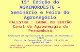 15ª Edição do AGRINORDESTE – Seminário e Feira do Agronegócio PALESTRA : CANAL DO SERTÃO Canal da Agroenergia de Pernambuco Federação da Agricultura do.