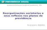 1 Secretaria de Políticas de Previdência Complementar - MPS Reorganizações societárias e seus reflexos nos planos de previdência Rio de Janeiro, 30/8/2012.