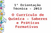 1ª Orientação Técnica - 2013 O Currículo de Química – Saberes e Práticas Formativas.