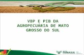VBP E PIB DA AGROPECUÁRIA DE MATO GROSSO DO SUL.  Soja  Milho  Cana-de-açúcar  Florestas  Bovinos  Aves  Suínos  Leite Foram analisados os seguintes.