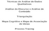 Técnicas de Análise de Dados Qualitativos Análise do Discurso x Análise de Conteúdo Triangulação Mapa Cognitivo e Mapa de Associação de Ideias Process.