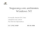 Segurança em ambientes Windows NT Fernando Antonio M. Cima cima@via-net.com.br Via Internet Informática CC UNICAMP 08-10-1998.