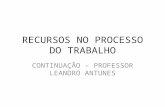 RECURSOS NO PROCESSO DO TRABALHO CONTINUAÇÃO – PROFESSOR LEANDRO ANTUNES.