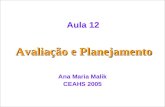 Avaliação e Planejamento Ana Maria Malik CEAHS 2005 Aula 12.