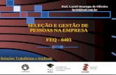 SELEÇÃO E GESTÃO DE PESSOAS NA EMPRESA FEQ - 0403 Prof. Luciel Henrique de Oliveira luciel@uol.com.br Relações Trabalhistas e Sindicais.