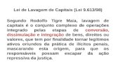 Lei de Lavagem de Capitais (Lei 9.613/98) Segundo Rodolfo Tigre Maia, lavagem de capitais é o conjunto complexo de operações integrado pelas etapas de.