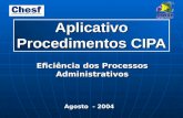 Aplicativo Procedimentos CIPA Eficiência dos Processos Administrativos Agosto - 2004.