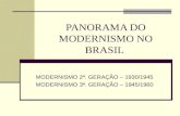 PANORAMA DO MODERNISMO NO BRASIL MODERNISMO 2ª. GERAÇÃO – 1930/1945 MODERNISMO 3ª. GERAÇÃO – 1945/1960.
