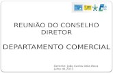 REUNIÃO DO CONSELHO DIRETOR DEPARTAMENTO COMERCIAL Gerente: João Carlos Dela Roca Julho de 2013.