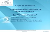 1 20 de Maio de 2010 Contributos das Comissões de Acompanhamento para a Gestão de Fundos de Pensões Acção de Formação “A Actividade das Comissões de Acompanhamento.