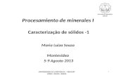 Procesamiento de minerales I Caracterização de sólidos -1 Maria Luiza Souza Montevideo 5-9 Agosto 2013 1 UNIVERSIDADE DE LA REPUBLICA – URUGUAY UFRGS -
