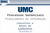 Processos Gerenciais Profº Adilson Lima adilsonls@umc.br Planejamento da Informação Conceitos e bases em Liderança.
