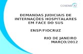 DEMANDAS JUDICIAIS DE INTERNAÇÕES HOSPITALARES EM FACE DO SUS ENSP/FIOCRUZ RIO DE JANEIRO MARÇO/2012.
