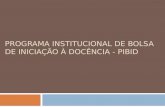 PROGRAMA INSTITUCIONAL DE BOLSA DE INICIAÇÃO À DOCÊNCIA - PIBID.