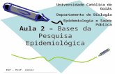 ESP – Prof. Júnior Aula 2 – Bases da Pesquisa Epidemiológica Universidade Católica de Goiás Departamento de Biologia Epidemiologia e Saúde Pública.