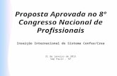 Proposta Aprovada no 8º Congresso Nacional de Profissionais Inserção Internacional do Sistema Confea/Crea 31 de janeiro de 2015 Sãp Paulo - SP.