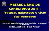 METABOLISMO DE CARBOIDRATOS II : frutose, galactose e ciclo das pentoses Curso de Especialização em Nutrição Parenteral e Enteral Profas. Ana Feoli e Sônia.
