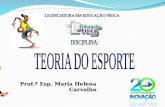 Prof.ª Esp. Maria Helena Carvalho 1. Também conhecido como ESPORTE-FORMAÇÃO, o Esporte Educacional é um direito de todos os jovens, na infância e na adolescência.