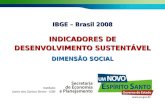 IBGE – Brasil 2008 INDICADORES DE DESENVOLVIMENTO SUSTENTÁVEL DIMENSÃO SOCIAL.