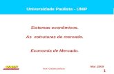 Prof. Claudio Ditticio 1 Sistemas econômicos. As estruturas do mercado. Economia de Mercado. Mar 2009 Universidade Paulista - UNIP.