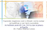 Fazendo negócios com o Brasil, como evitar armadilhas e ser bem-sucedido בעסקים עם ברזיל, איך להימנע ממלכודות ולהצליח Dr. Fabio Malina Losso.