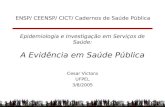 1 Epidemiologia e Investigação em Serviços de Saúde: A Evidência em Saúde Pública Cesar Victora UFPEL 3/8/2005 ENSP/ CEENSP/ CICT/ Cadernos de Saúde Pública