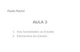 AULA 3 1.Das Sociedades ao Estado 2.Elementos do Estado Paulo Pacini.