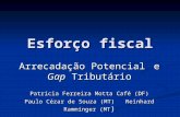 Esforço fiscal Arrecadação Potencial e Gap Tributário Patrícia Ferreira Motta Café (DF) Paulo Cézar de Souza (MT) Reinhard Ramminger (MT )