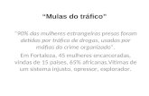 “Mulas do tráfico” “90% das mulheres estrangeiras presas foram detidas por tráfico de drogas, usadas por máfias do crime organizado”. Em Fortaleza, 45.