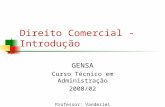 Direito Comercial - Introdução GENSA Curso Técnico em Administração 2008/02 Professor: Vanderlei.