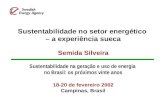 Sustentabilidade no setor energético – a experiência sueca Semida Silveira Sustentabilidade na geração e uso de energia no Brasil: os próximos vinte anos.