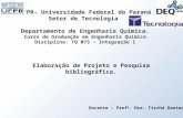 Elaboração de Projeto e Pesquisa bibliográfica. UFPR- Universidade Federal do Paraná Setor de Tecnologia Departamento de Engenharia Química. Curso de Graduação.