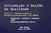 Introdução à Gestão da Qualidade Introdução à Gestão da Qualidade (Aula 7– Padronização e Normalização/Normas ISO 9000) Professor Gustavo F Ribeiro PEÃO.
