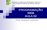 PROGRAMAÇÃO WEB AULA 02 Prof. Gustavo Linhares Instituto Federal de Educação, Ciência e Tecnologia do Norte de Minas Gerais.