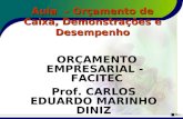 1 Aula – Orçamento de Caixa, Demonstrações e Desempenho ORÇAMENTO EMPRESARIAL - FACITEC Prof. CARLOS EDUARDO MARINHO DINIZ.