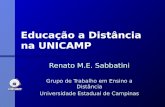 Educação a Distância na UNICAMP Renato M.E. Sabbatini Grupo de Trabalho em Ensino a Distância Universidade Estadual de Campinas.