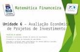 Matemática Financeira  OBJETIVOS DA UNIDADE:  Entender os principais métodos de análise de investimento;  Visualizar os tipos de limitações de cada.